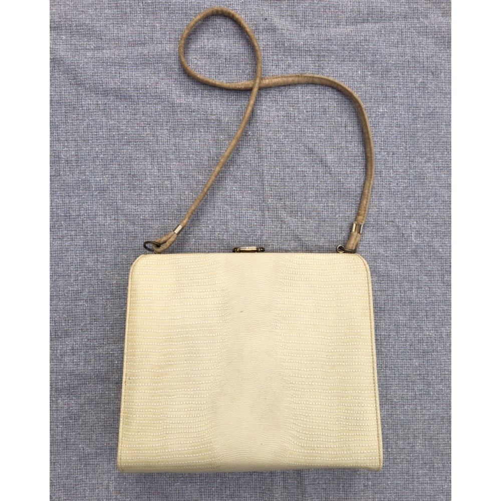 Vintage Mid Century Cream Reptile Purse As Is - Picture 5 of 5